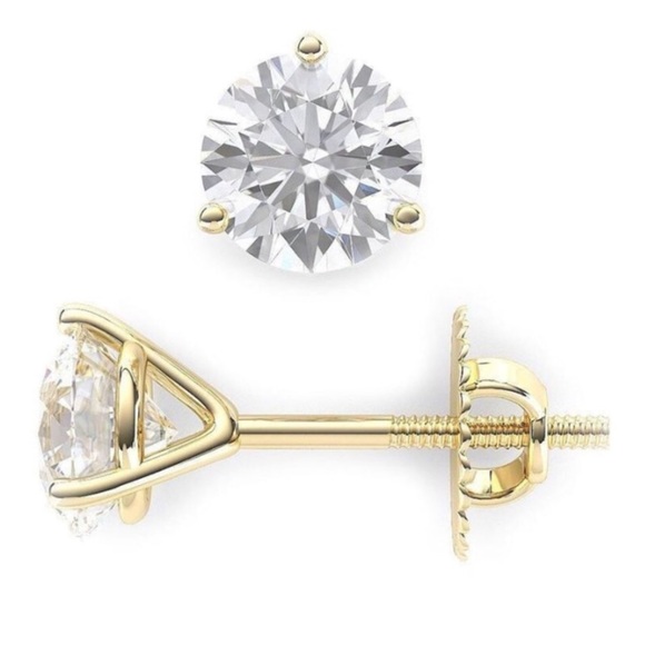 4.0CT Brilliant Diamond 14K Gold Martini Studs - Picture 2 of 6